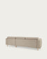 Divano Singa 3 posti con chaise longue destra, poggiatesta reclinabile e sedile allungabile beige 296 cm