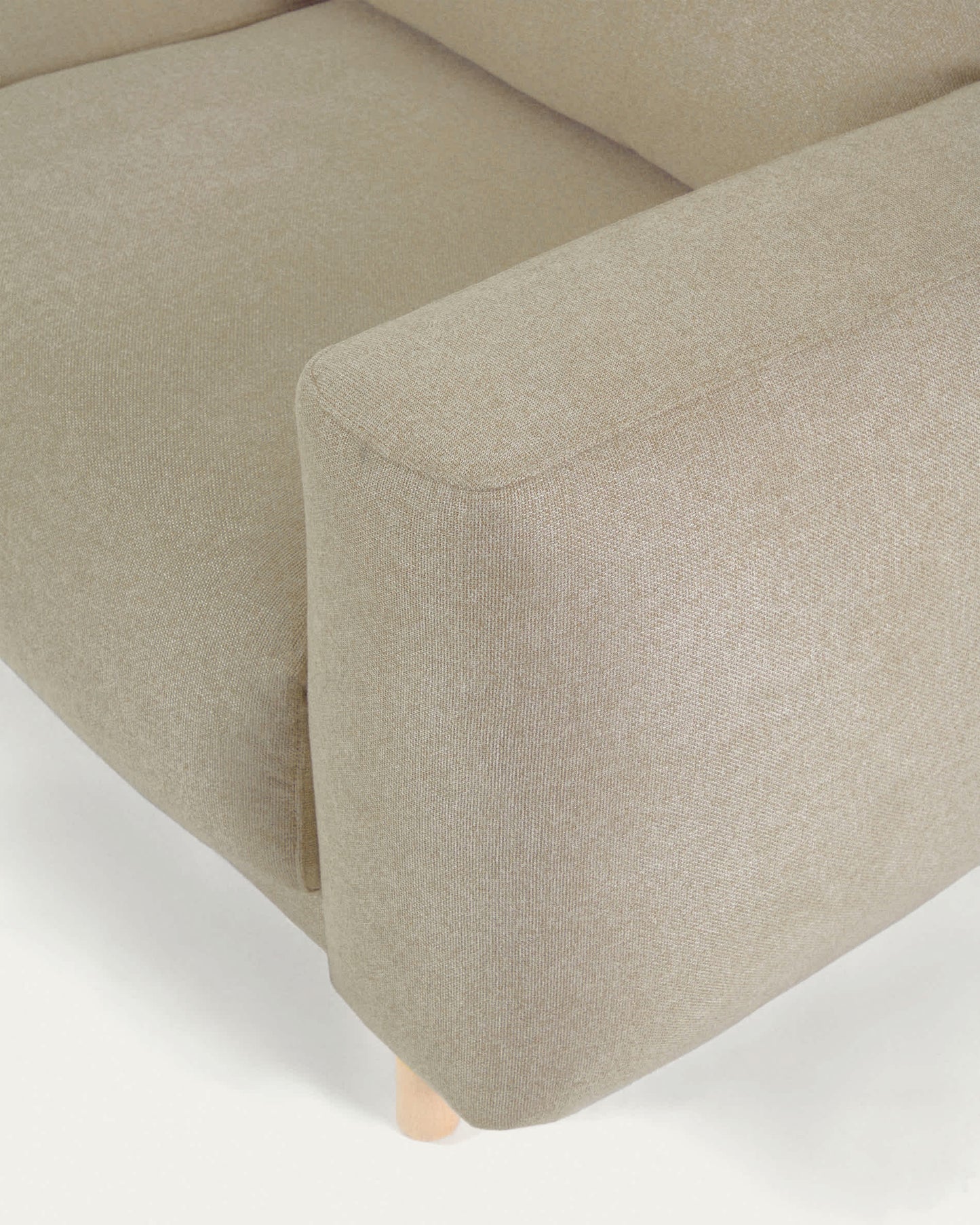 Divano Singa 3 posti con chaise longue sinistra, poggiatesta reclinabile e sedile allungabile beige 296 cm