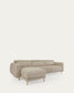 Divano Singa 3 posti con chaise longue sinistra, poggiatesta reclinabile e sedile allungabile beige 296 cm