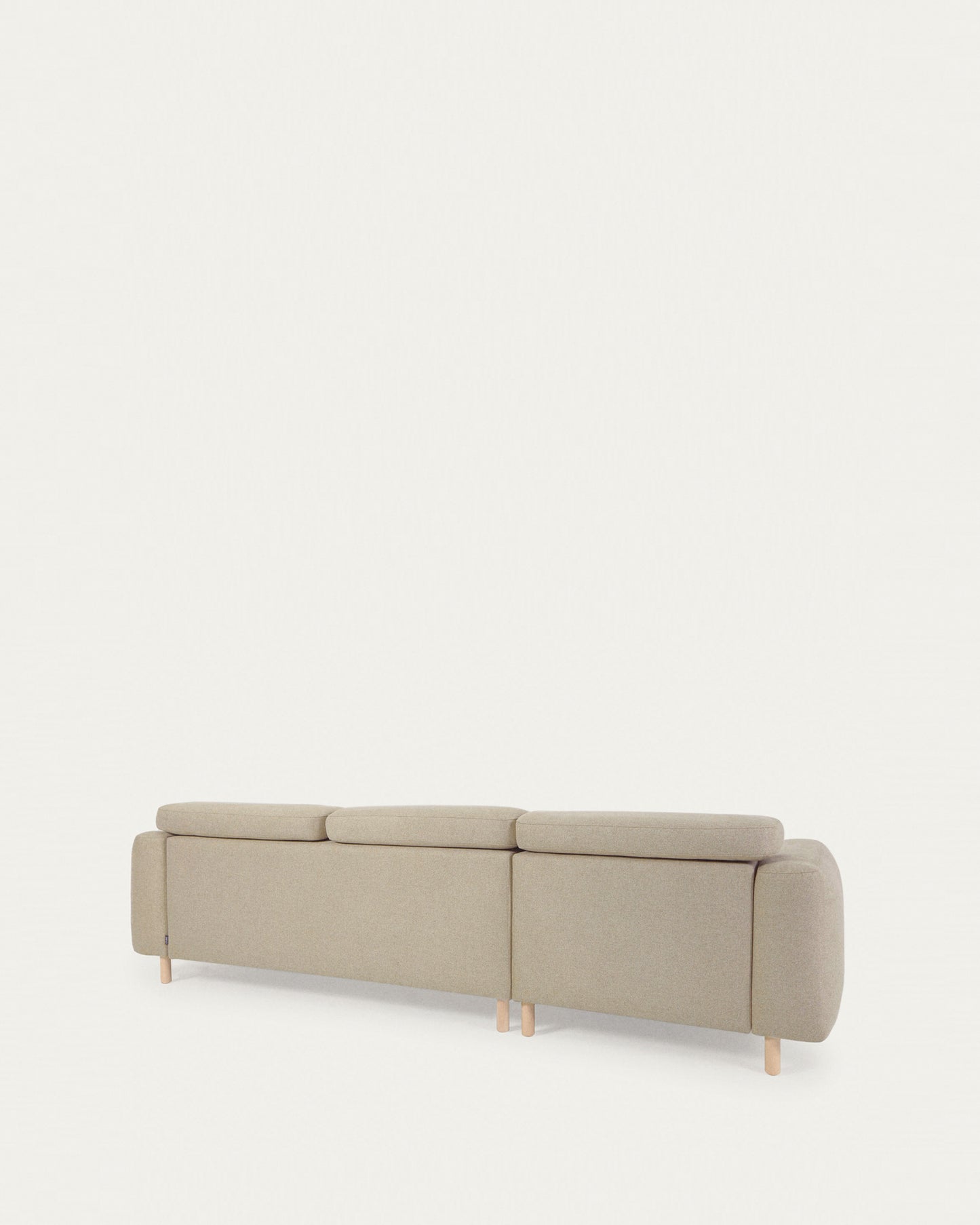 Divano Singa 3 posti con chaise longue sinistra, poggiatesta reclinabile e sedile allungabile beige 296 cm