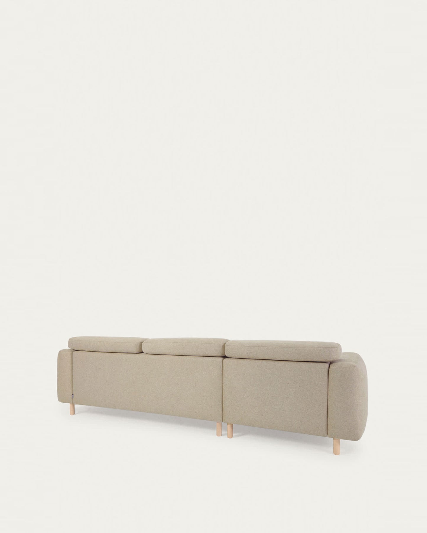 Divano Singa 3 posti con chaise longue sinistra, poggiatesta reclinabile e sedile allungabile beige 296 cm