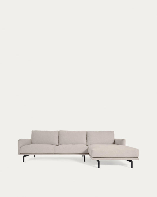 Divano Galene 3 posti con chaise longue destro beige 254 cm