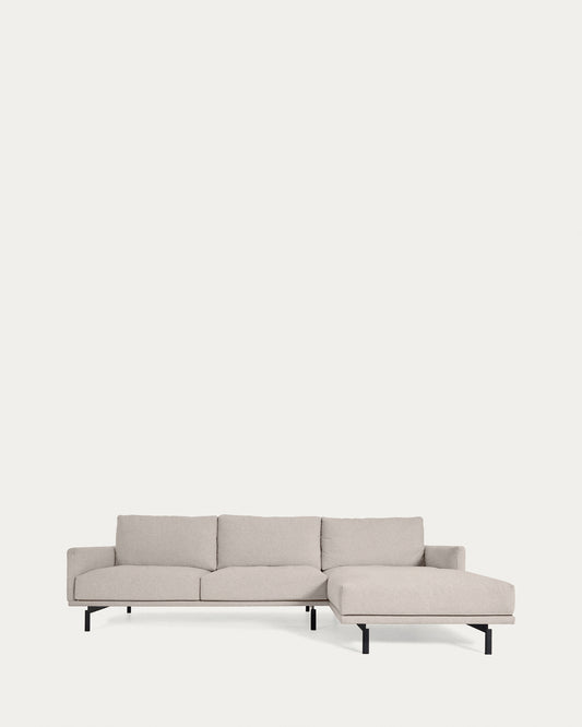 Divano Galene 3 posti con chaise longue destro beige 254 cm