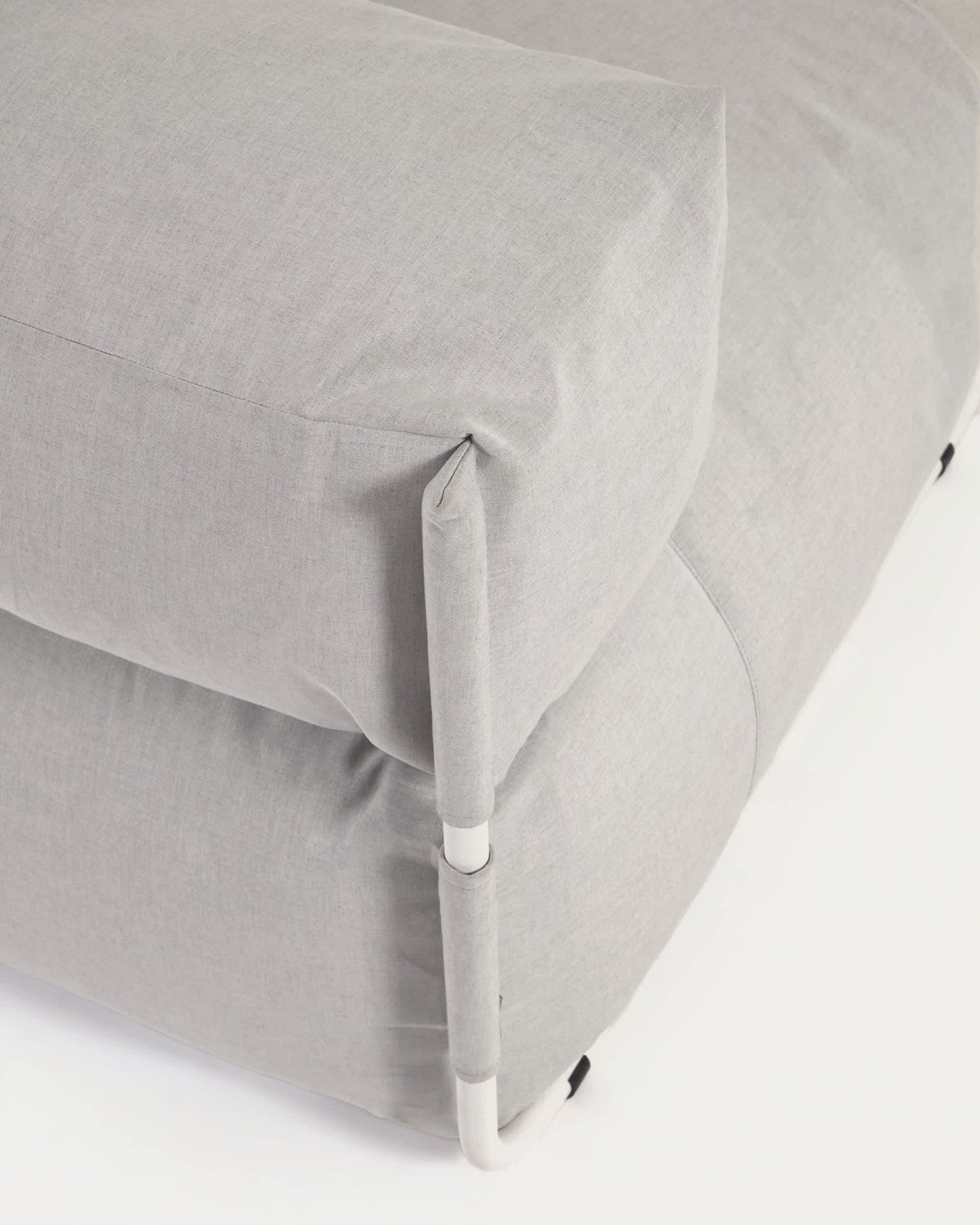 Pouf divano modulare longue schienale Square grigio chiaro e alluminio bianco 165 x 101 cm