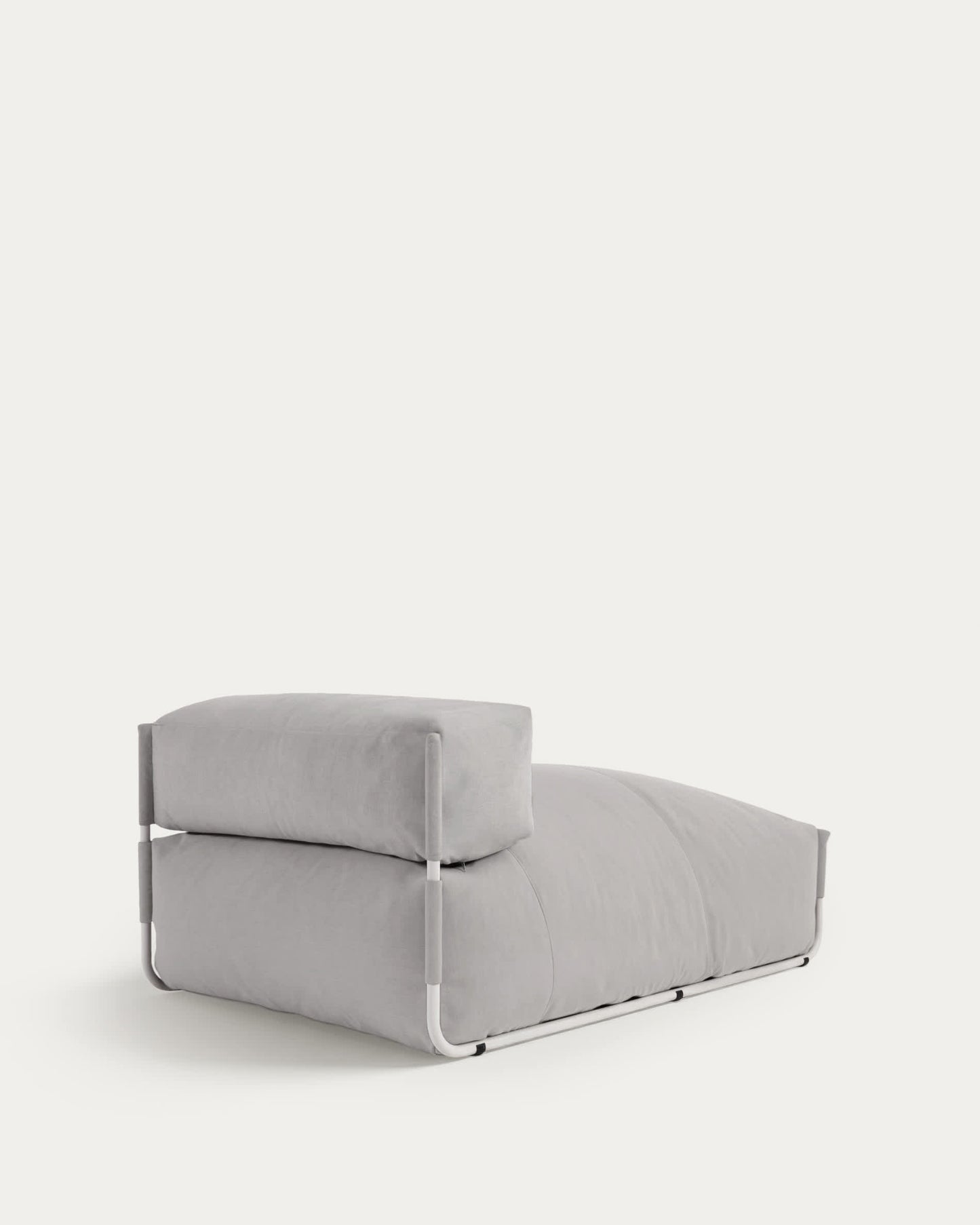 Pouf divano modulare longue schienale Square grigio chiaro e alluminio bianco 165 x 101 cm