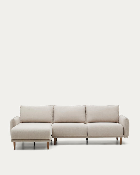 Divano Carlota a tre posti con chaise longue beige a destra/sinistra 262 cm