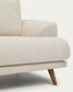 Divano Karin 2 posti in ciniglia beige con gambe in legno di faggio massiccio con finitura tono noce 210 cm
