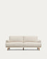 Divano Karin 2 posti in ciniglia beige con gambe in legno di faggio massiccio con finitura tono noce 210 cm