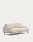 Divano Karin 2 posti in ciniglia beige con gambe in legno di faggio massiccio con finitura tono noce 210 cm