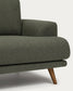 Divano Karin 3 posti in ciniglia verde scuro con gambe in legno massiccio di faggio con finitura tono noce 228 cm