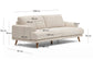 Divano Karin 3 posti beige con gambe in legno di faggio massiccio con finitura tono noce 231 cm