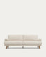 Divano Karin 3 posti beige con gambe in legno di faggio massiccio con finitura tono noce 231 cm