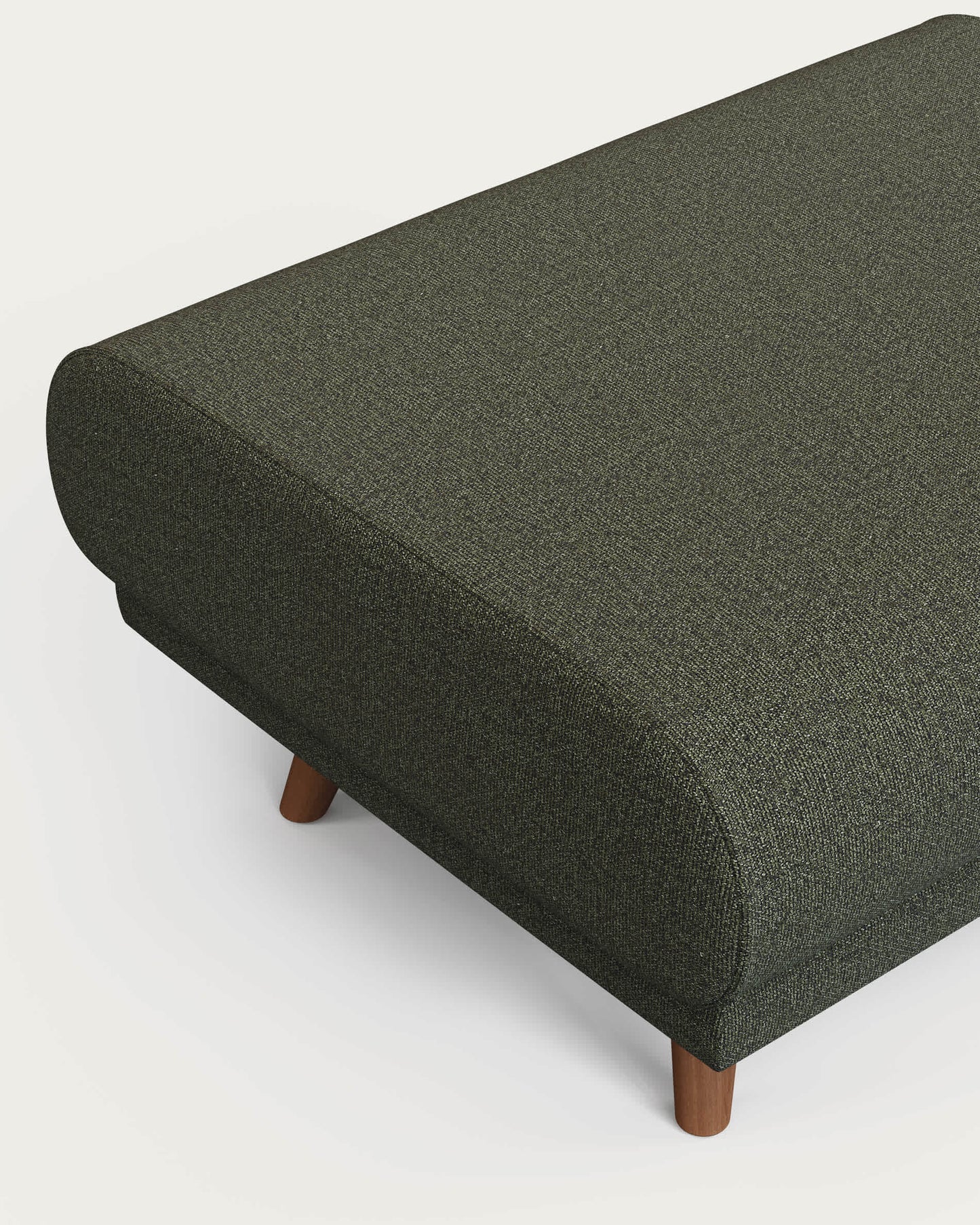 Poggiapiedi Karin verde scuro con gambe in legno massiccio di faggio con finitura tono naturale 90 x 70 cm
