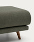 Poggiapiedi Karin in ciniglia beige con gambe in legno massiccio di faggio con finitura tono noce 90 x 70 cm