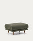 Poggiapiedi Karin in ciniglia beige con gambe in legno massiccio di faggio con finitura tono noce 90 x 70 cm