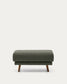 Poggiapiedi Karin in ciniglia beige con gambe in legno massiccio di faggio con finitura tono noce 90 x 70 cm