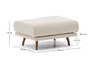 Poggiapiedi Karin in ciniglia beige con gambe in legno massiccio di faggio con finitura tono noce 90 x 70 cm