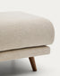 Poggiapiedi Karin in ciniglia beige con gambe in legno massiccio di faggio con finitura tono noce 90 x 70 cm