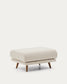 Poggiapiedi Karin in ciniglia beige con gambe in legno massiccio di faggio con finitura tono noce 90 x 70 cm