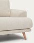Divano Karin 2 posti in ciniglia beige con gambe in legno di faggio massiccio 211 cm