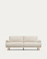 Divano Karin 2 posti in ciniglia beige con gambe in legno di faggio massiccio 211 cm