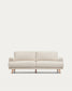 Divano Karin 2 posti in ciniglia beige con gambe in legno di faggio massiccio 211 cm