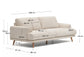 Divano Karin 3 posti beige con gambe in legno di faggio massiccio 228 cm