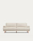 Divano Karin 3 posti beige con gambe in legno di faggio massiccio 228 cm