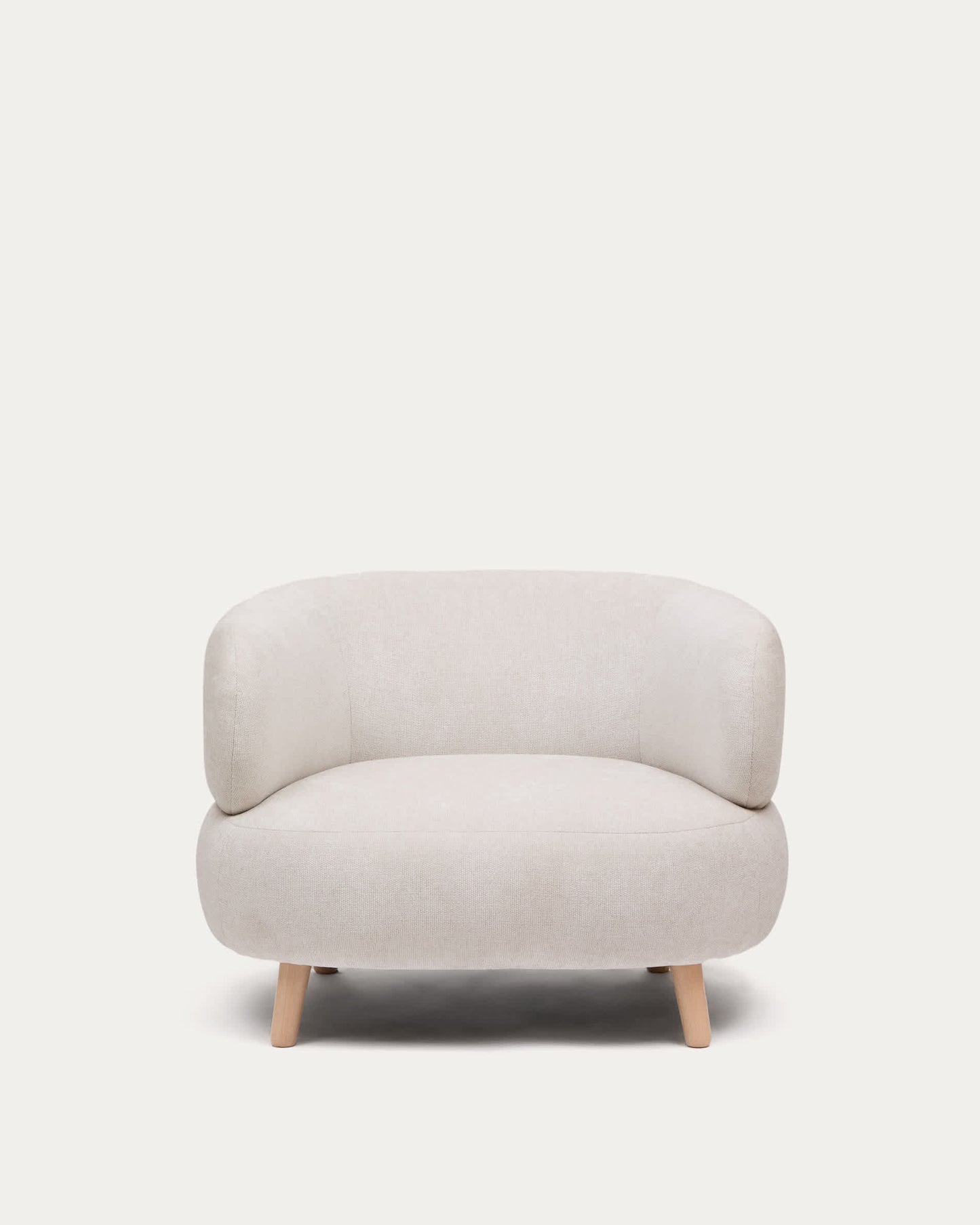 Poltrona Luisa in tessuto di ciniglia perla in legno massiccio di faggio 90 cm