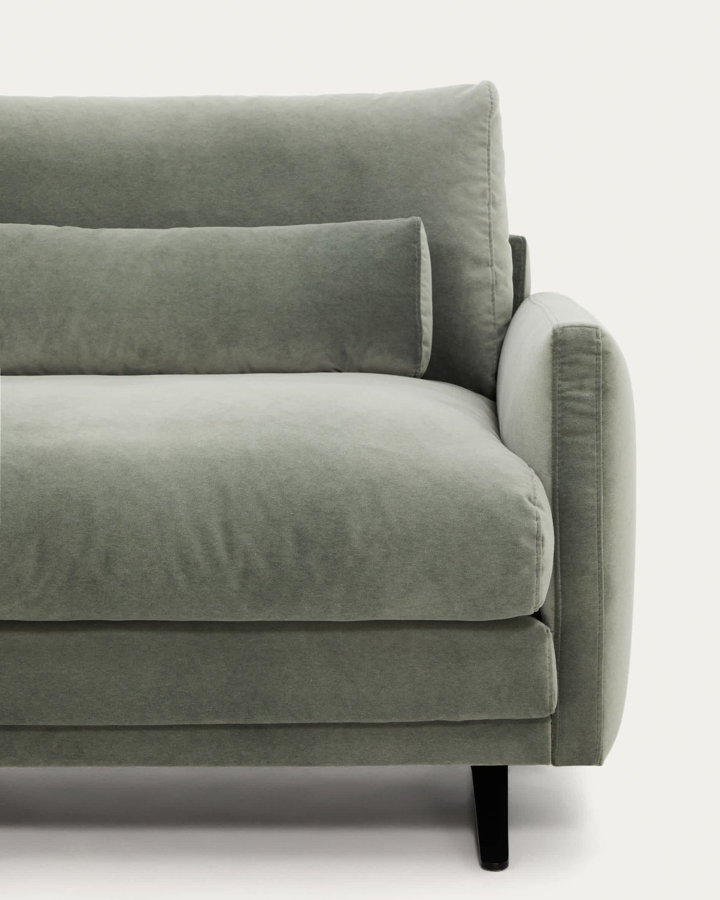Divano Veliro 2 posti in velluto verde con gambe in acciaio finitura nera 210 cm FSC Mix Credit