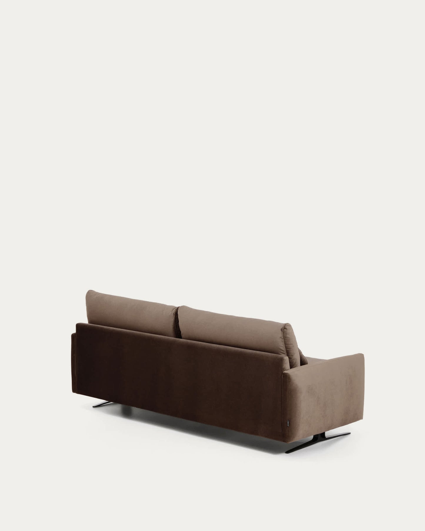 Divano Veliro 2 posti in velluto marrone cioccolato con gambe in acciaio finitura nera 210 cm FSC Mix Credit