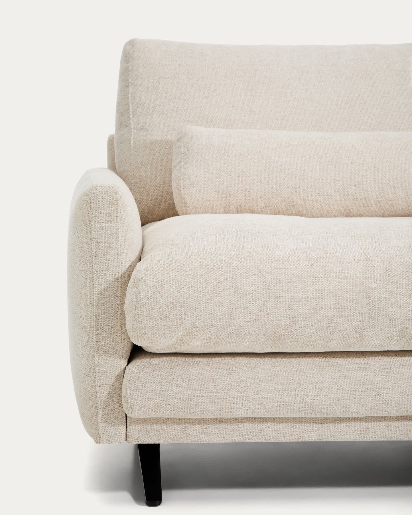 Divano Veliro 3 posti in ciniglia beige con gambe in acciaio nero 240 cm FSC Mix Credit