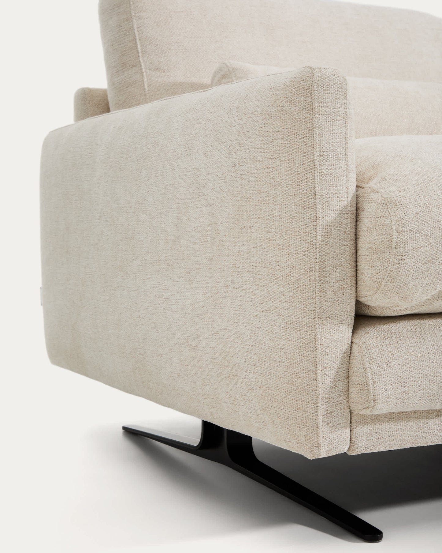 Divano Veliro 3 posti in ciniglia beige con gambe in acciaio nero 240 cm FSC Mix Credit