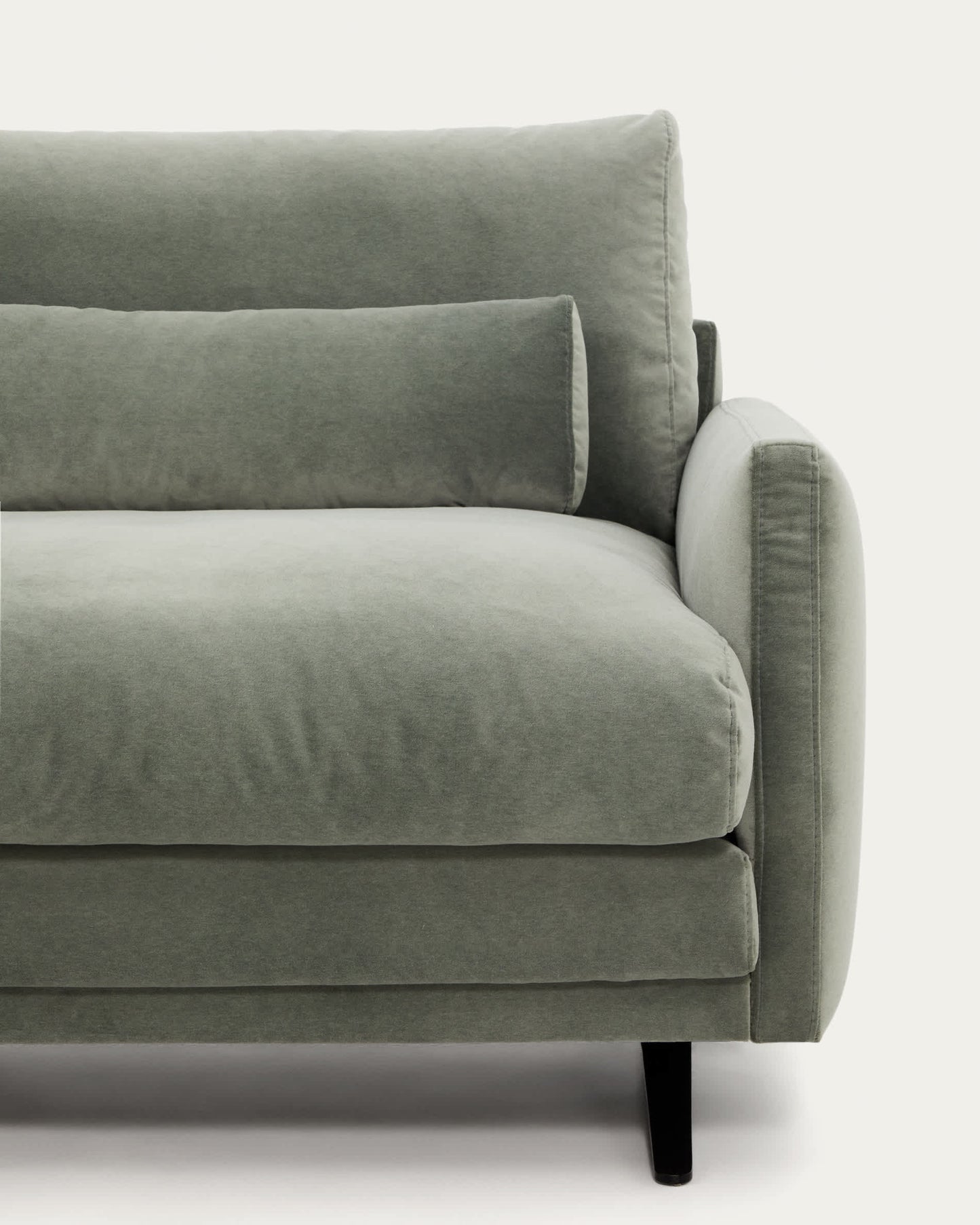 Divano Veliro 3 posti in velluto verde con gambe in acciaio nero 240 cm FSC Mix Credit