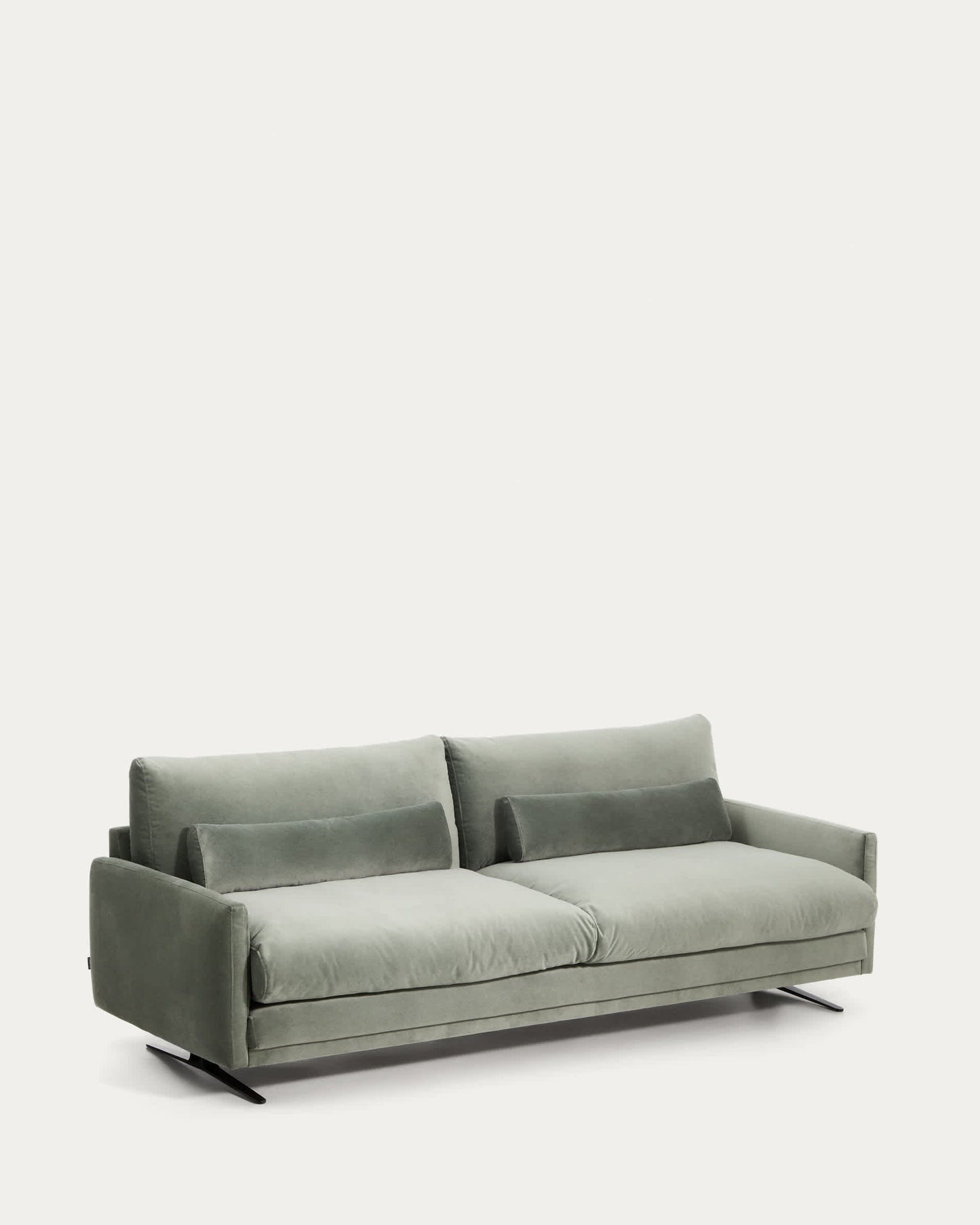 Divano Veliro 3 posti in velluto verde con gambe in acciaio nero 240 cm FSC Mix Credit