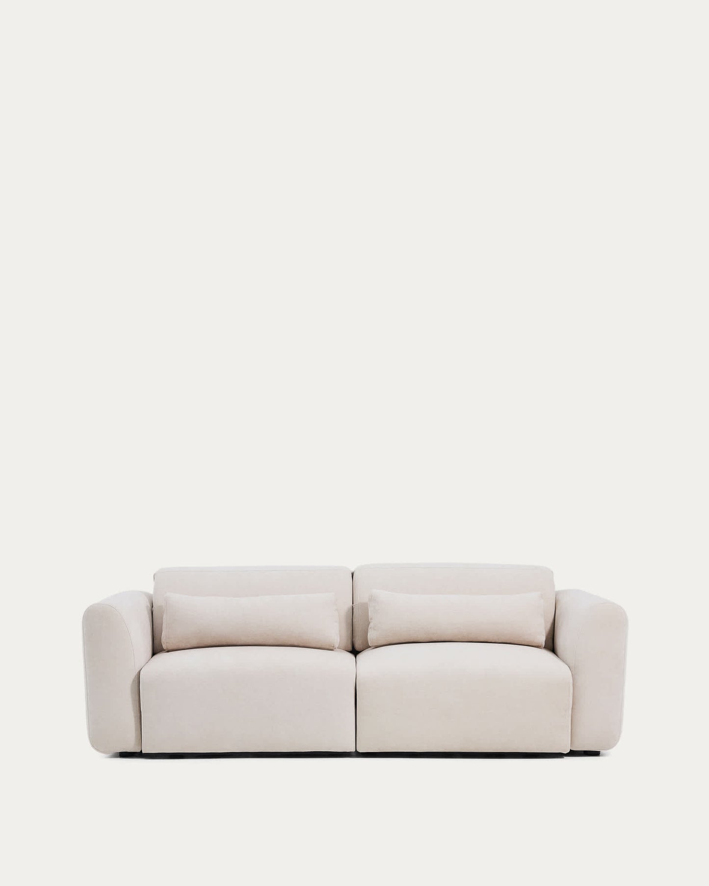 Divano Lares 3 posti con sedute scorrevoli motorizzate e poggiatesta reclinabile in ciniglia beige 240 cm
