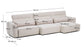 Divano Lares 6 posti con sedute scorrevoli motorizzate e poggiatesta reclinabile in ciniglia beige 410 cm