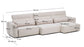 Divano Lares 6 posti con sedute scorrevoli motorizzate e poggiatesta reclinabile in ciniglia beige 410 cm