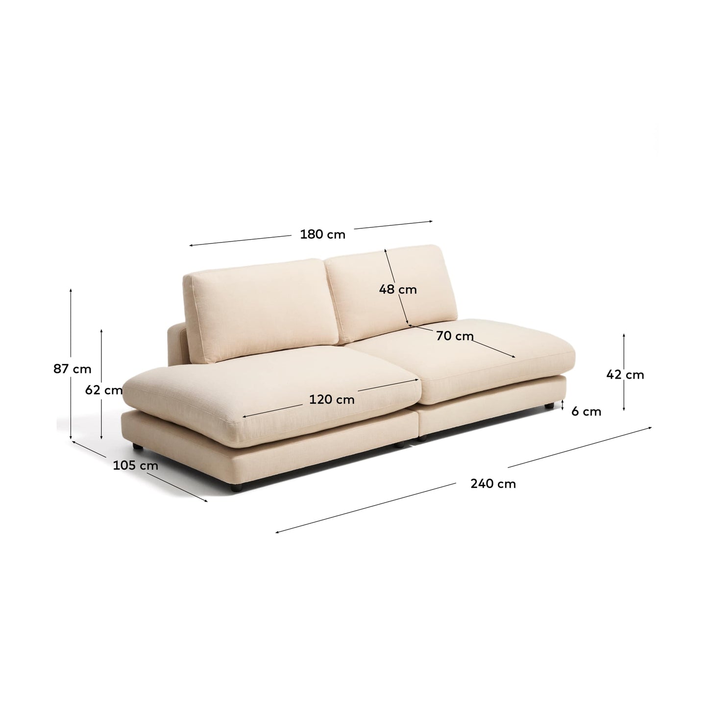 Divano modulare Gala a 3 posti in ciniglia beige FSC Mix Credit 240 cm