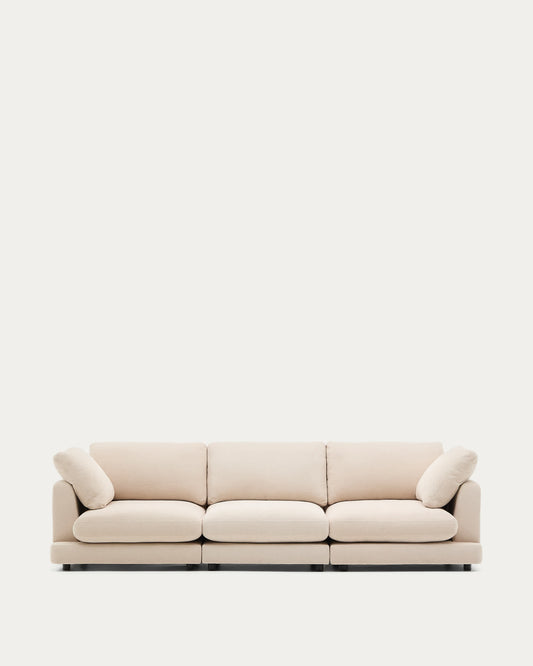 Divano Gala 4 posti in ciniglia beige 300 cm