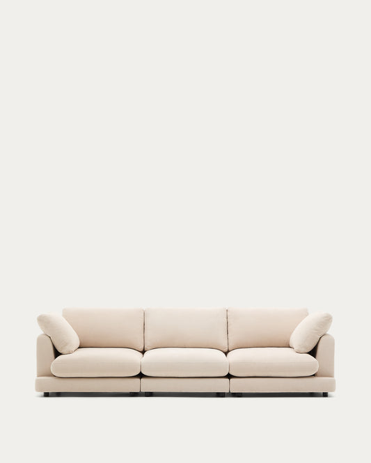 Divano Gala 4 posti in ciniglia beige 300 cm