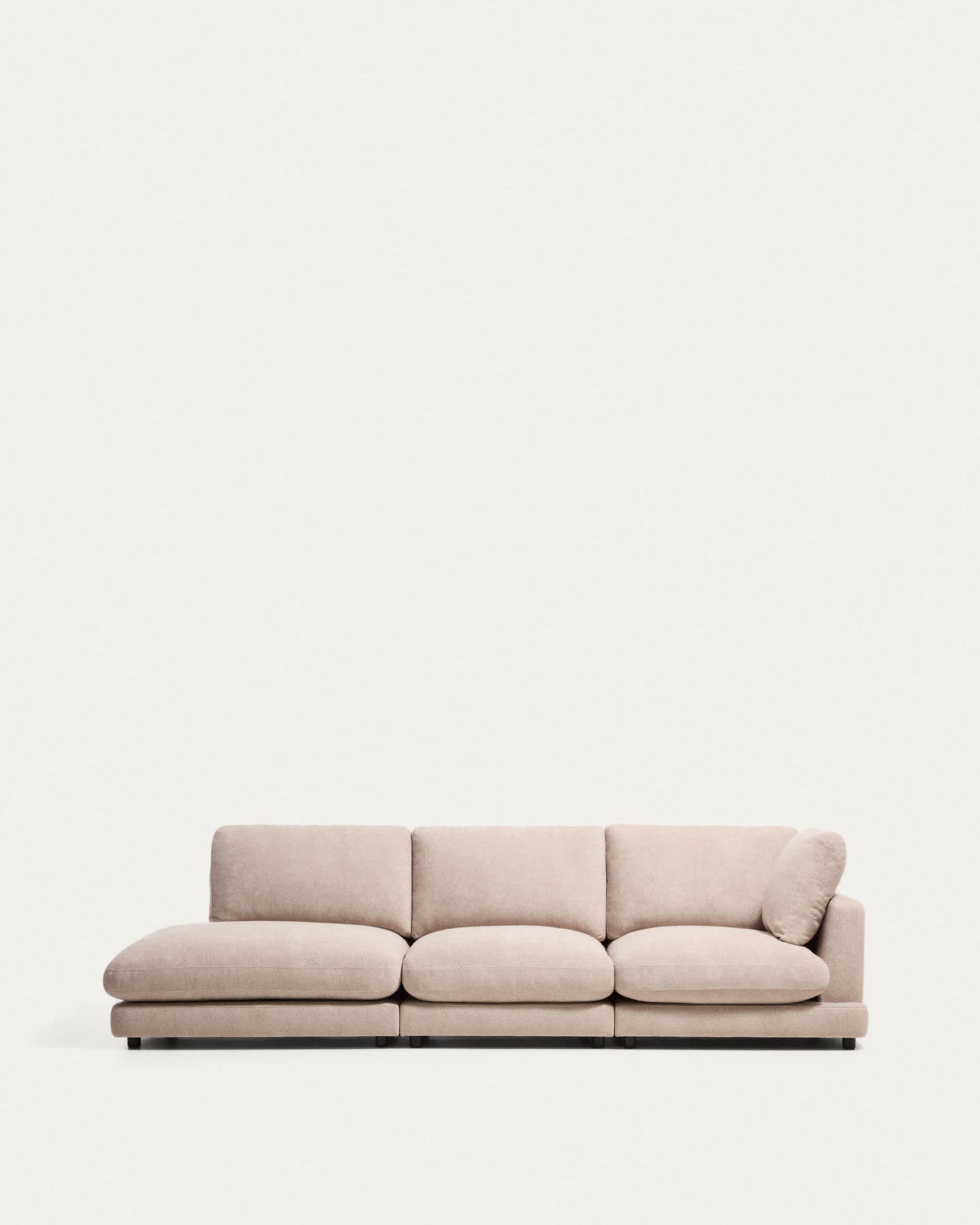 Divano modulare Gala 4 posti con estremità sinistra, in micro bouclé beige FSC Mix Credit 315 cm