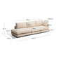 Divano modulare Gala 4 posti con estremità sinistra, in ciniglia beige FSC Mix Credit 315 cm