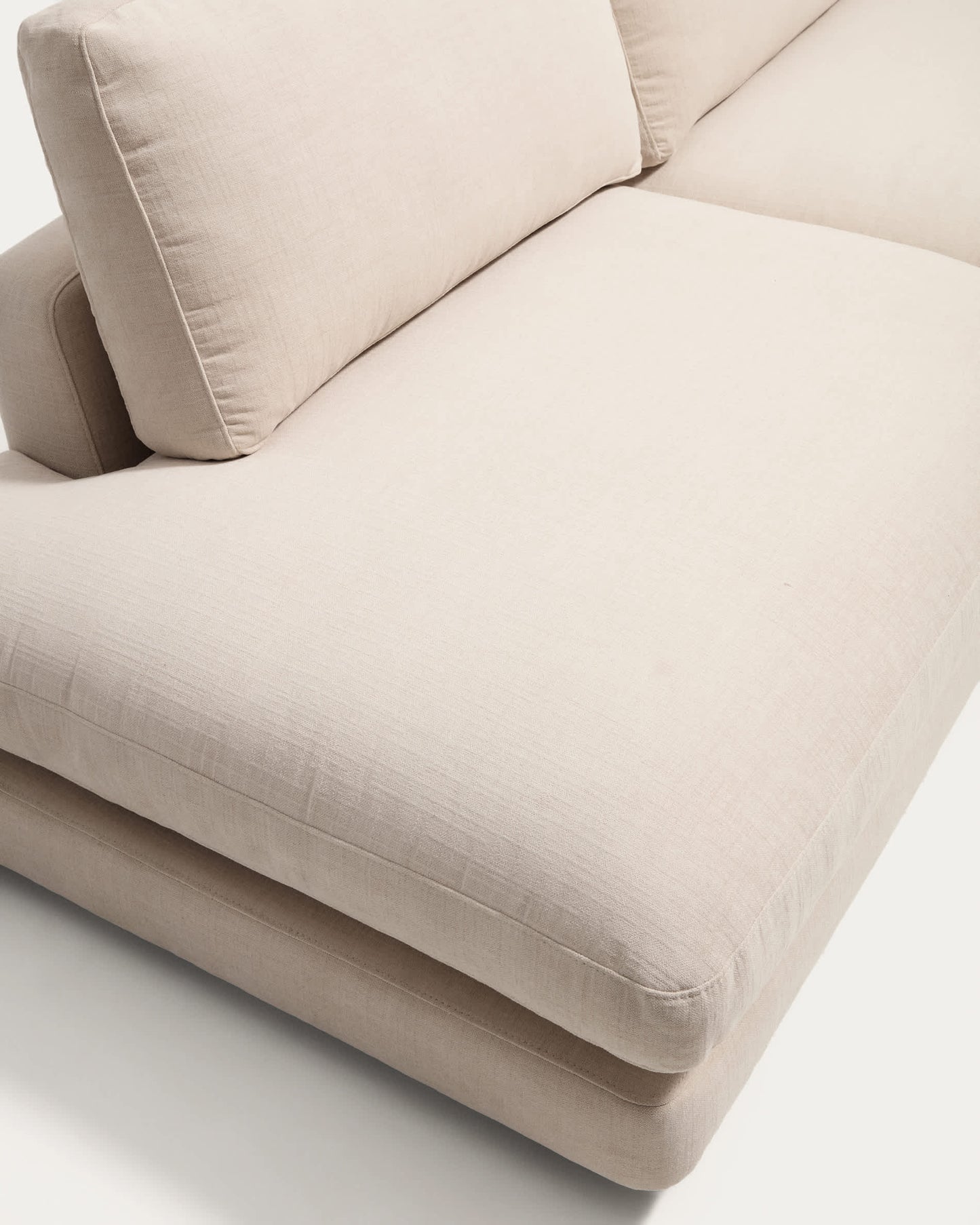 Divano modulare Gala 4 posti con estremità sinistra, in ciniglia beige FSC Mix Credit 315 cm