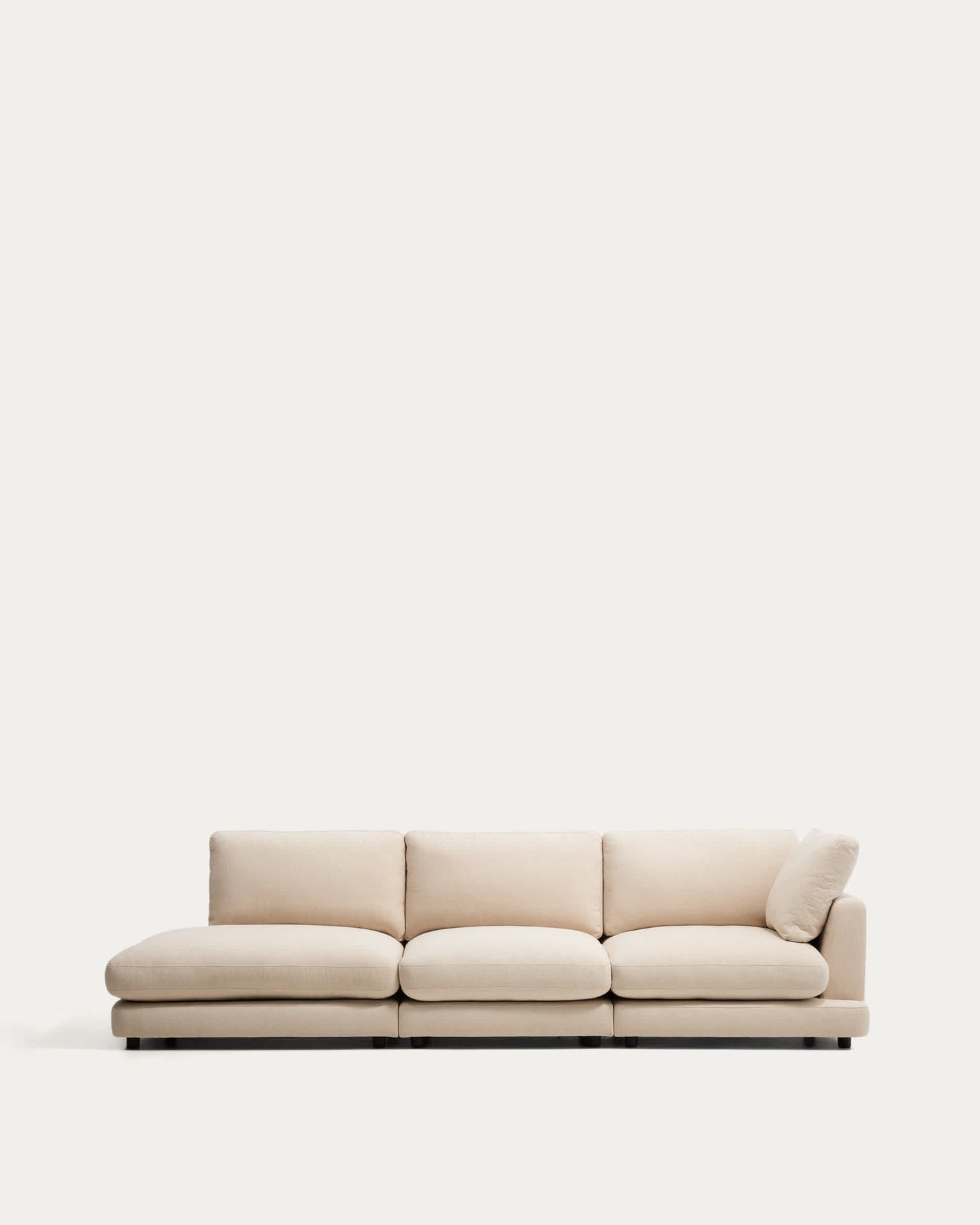 Divano modulare Gala 4 posti con estremità sinistra, in ciniglia beige FSC Mix Credit 315 cm