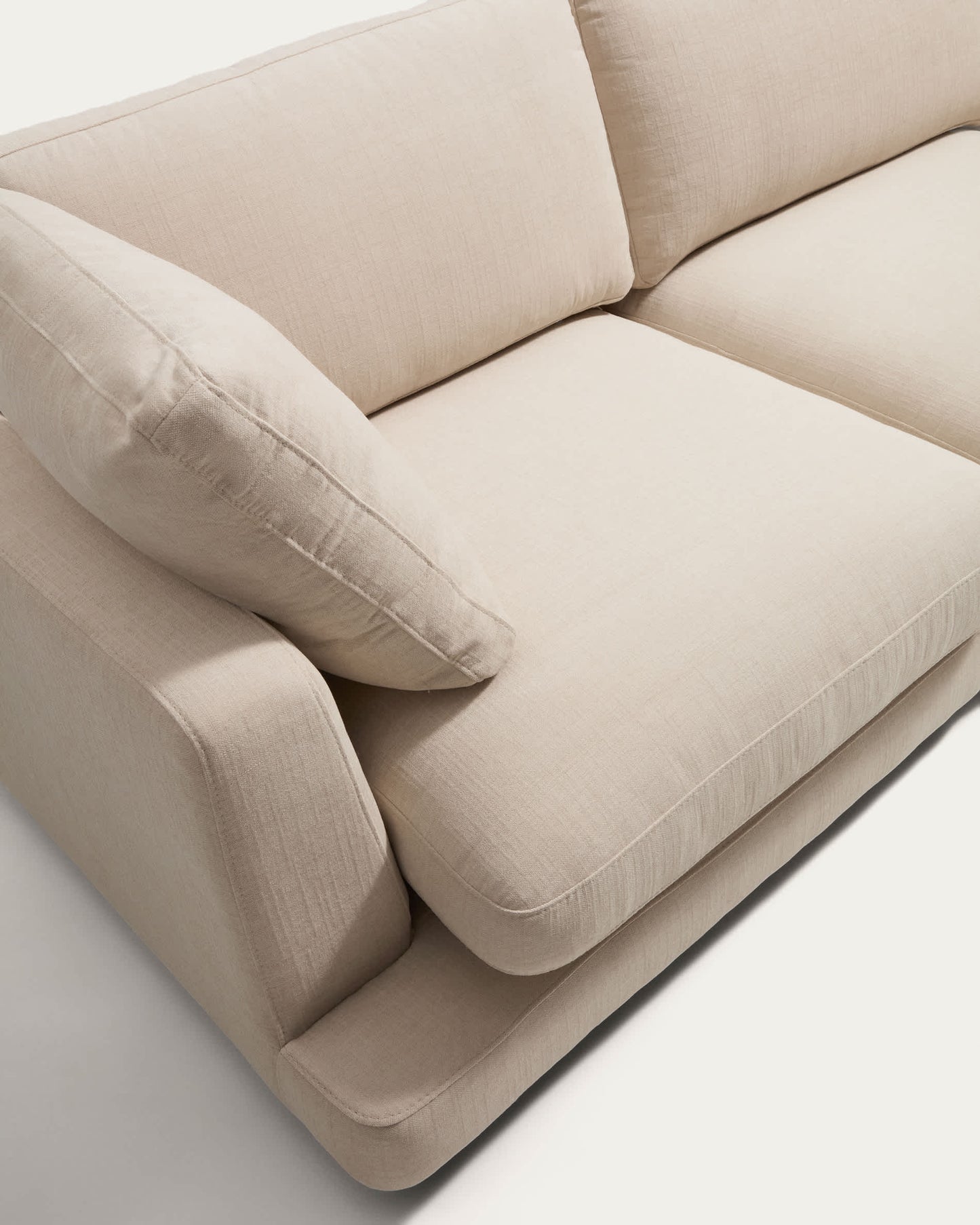 Divano modulare Gala 4 posti con modulo terminale destro in ciniglia beige FSC Mix Credit 315 cm