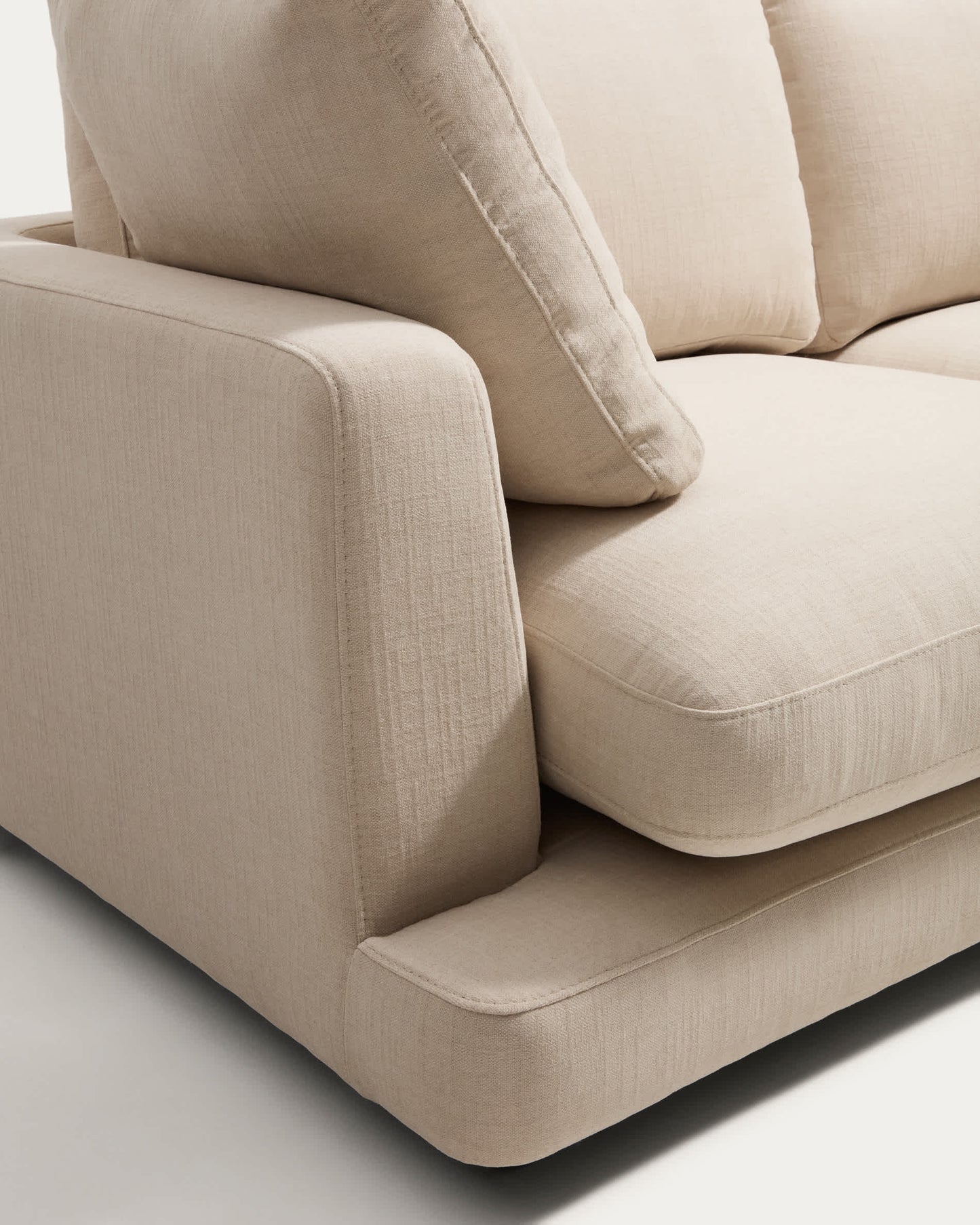 Divano modulare Gala 4 posti con modulo terminale destro in ciniglia beige FSC Mix Credit 315 cm