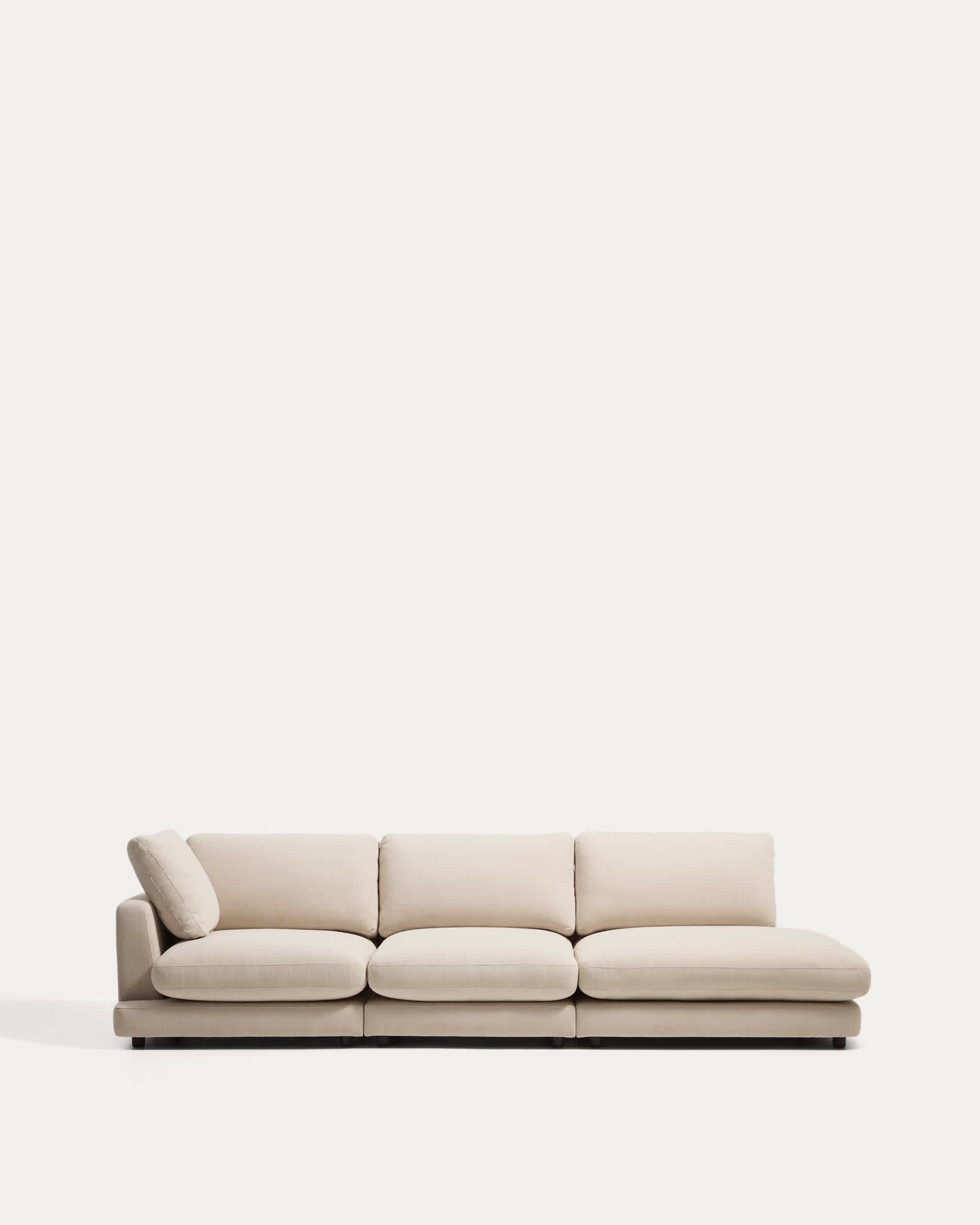 Divano modulare Gala 4 posti con modulo terminale destro in ciniglia beige FSC Mix Credit 315 cm