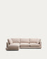 Divano Gala 4 posti in micro bouclé con chaise longue sinistra beige FSC Mix Credit 300 cm