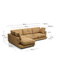 Divano Gala 4 posti in micro bouclé con chaise longue sinistra, color senape FSC Mix Credit 300 cm